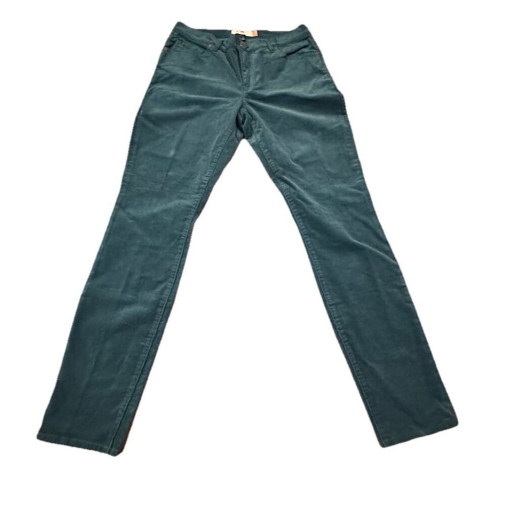 Cabi Pants 8 Skinny Stretch Velvet High Waist Pockets Turquoise Blue